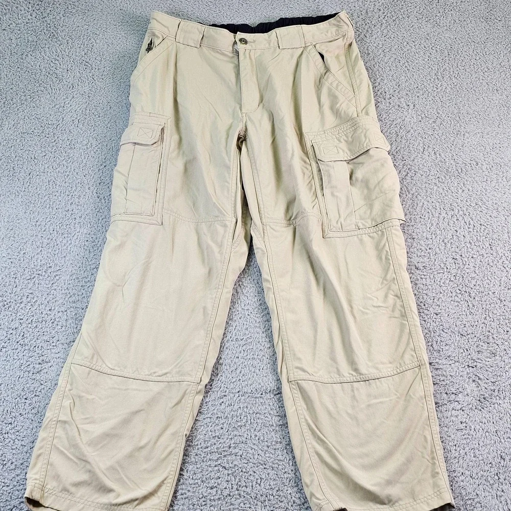 Duluth Trading Co Pants Mens 36x30 Beige Nylon Cargo Elastic Waist Outdoor